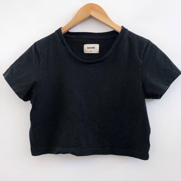 SAVRE Short Sleeves Crew Neck Crop T-Shirt Size Medium - Picture 1 of 8
